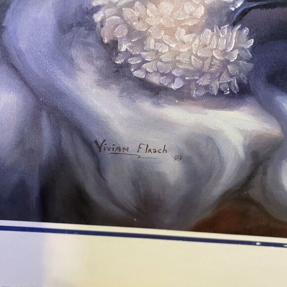 Vintage Vivian Flasch Artwork Print Hydrangeas & Silver 1998 Litho In USA Rare - Picture 4 of 11